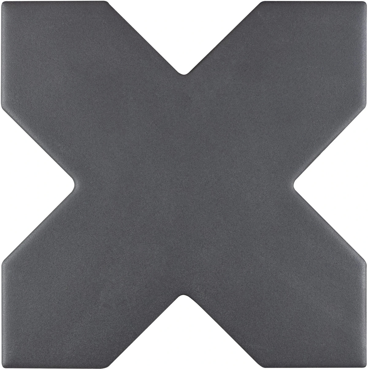 Carreau New York Cross Noir 13,6 × 13,6 cm, finition mate