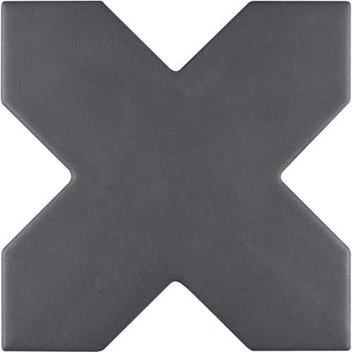 Carreau New York Cross Noir 13,6 × 13,6 cm, finition mate