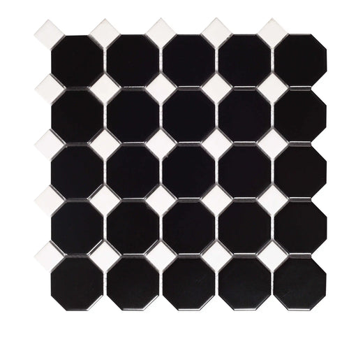 Mosaïque Mallas OCTAGON BLACK MATT 29,5x29,5 cm