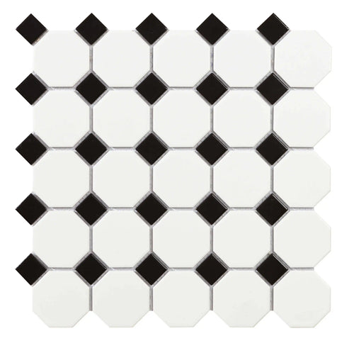 Mosaïque Mallas OCTAGON WHITE MATT 29,5x29,5 cm