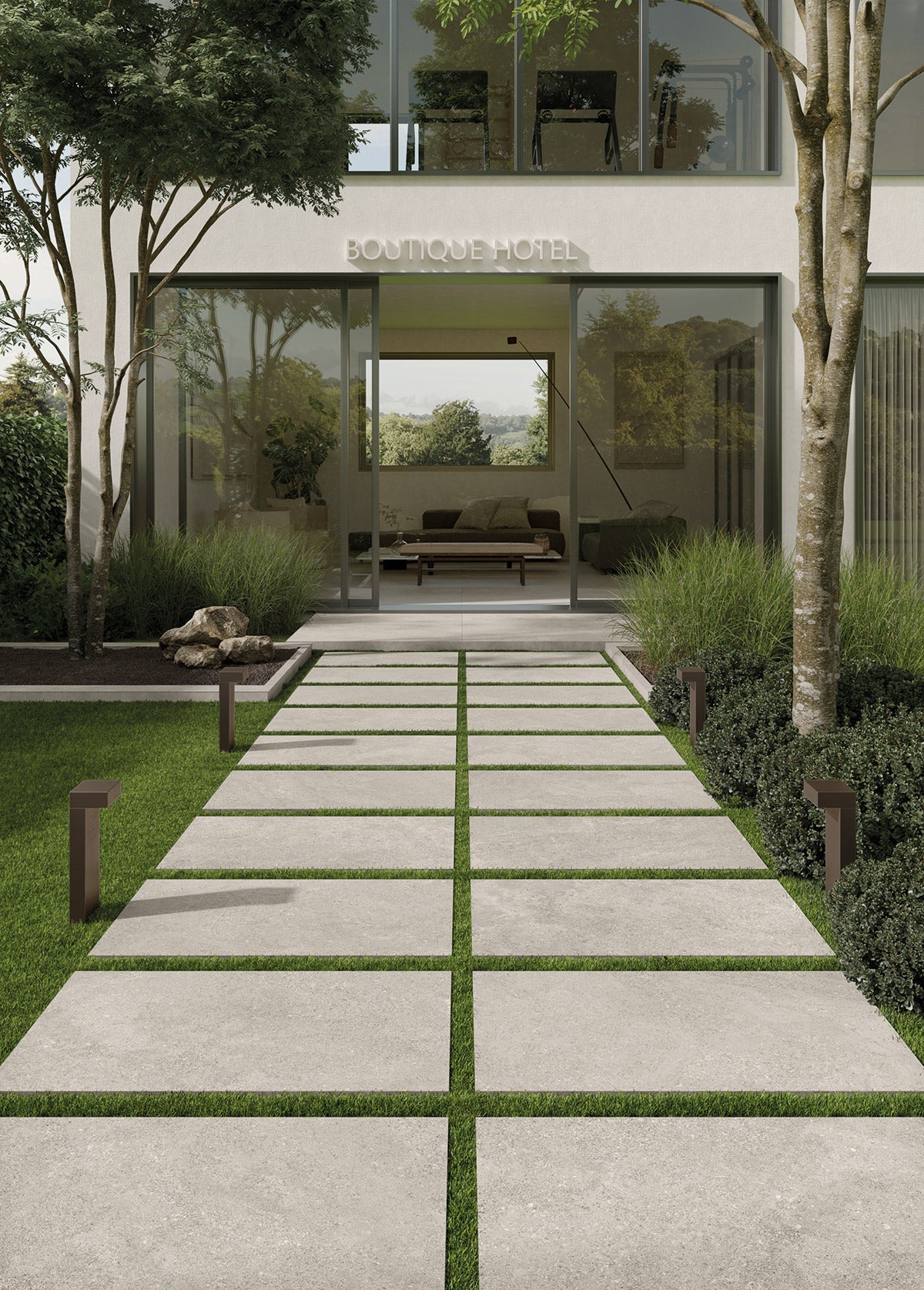 Dalle effet pierre Eterea Perla 2 cm 60x90 cm - mise en situation