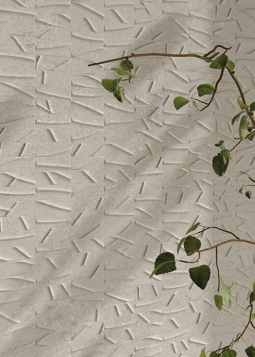 Décor mural effet pierre Eterea Relievo Avorio 61x122,2 cm - mise en situation