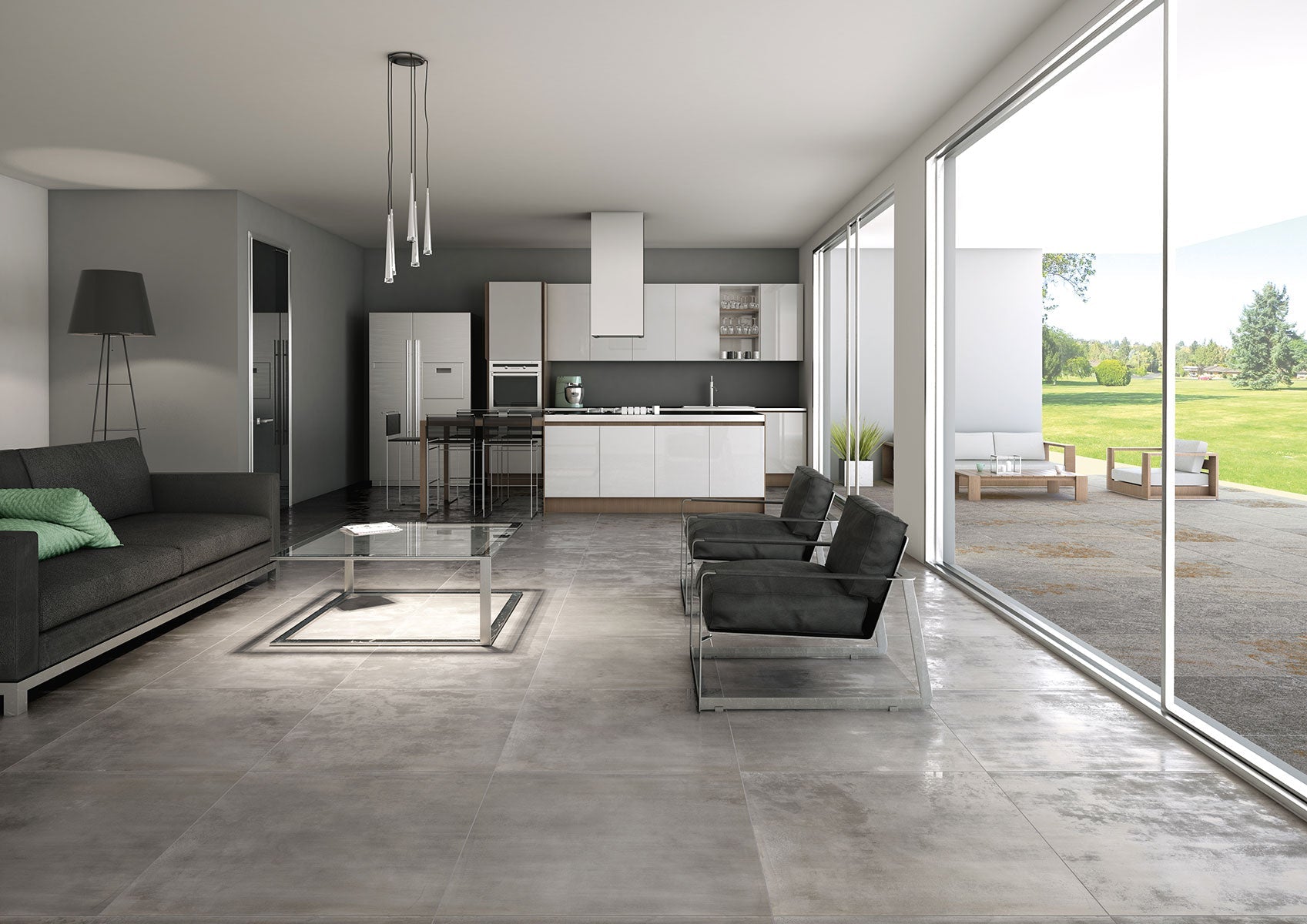 Carrelage effet métal Metallica Le Leghe Platino 61x122,2 cm - mise en situation