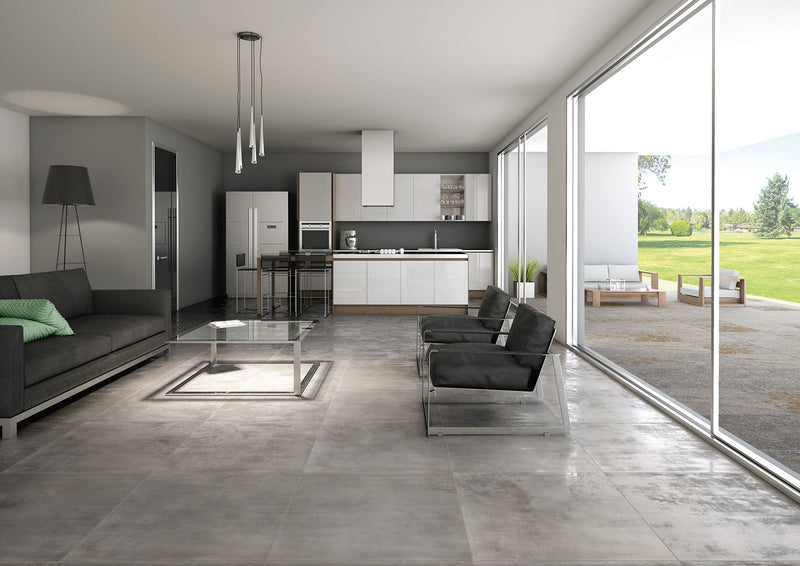 Carrelage effet métal Metallica Le Leghe Platino 122,2x122,2 cm