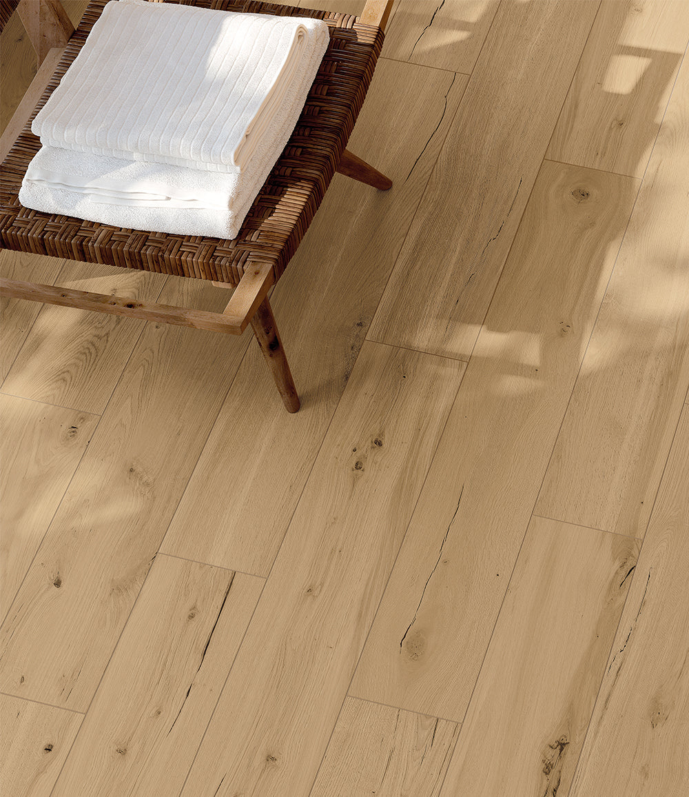 Dalle effet bois Natura Castagno 2 cm 30x122 cm - mise en situation