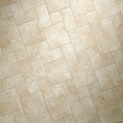 Carrelage effet pierre Opus Romano Colosseo Panna 30,4x30,4 cm - mise en situation