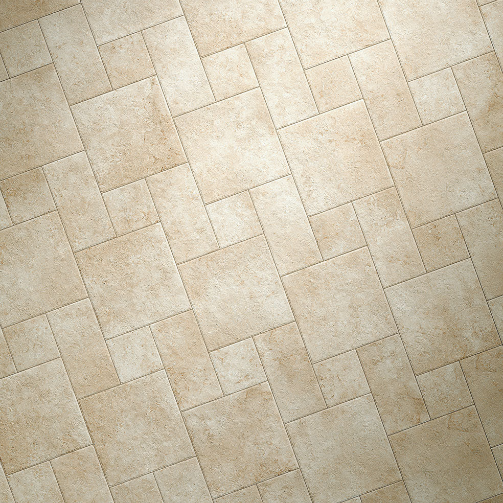 Carrelage effet pierre Opus Romano Colosseo Panna 30,4x30,4 cm - mise en situation