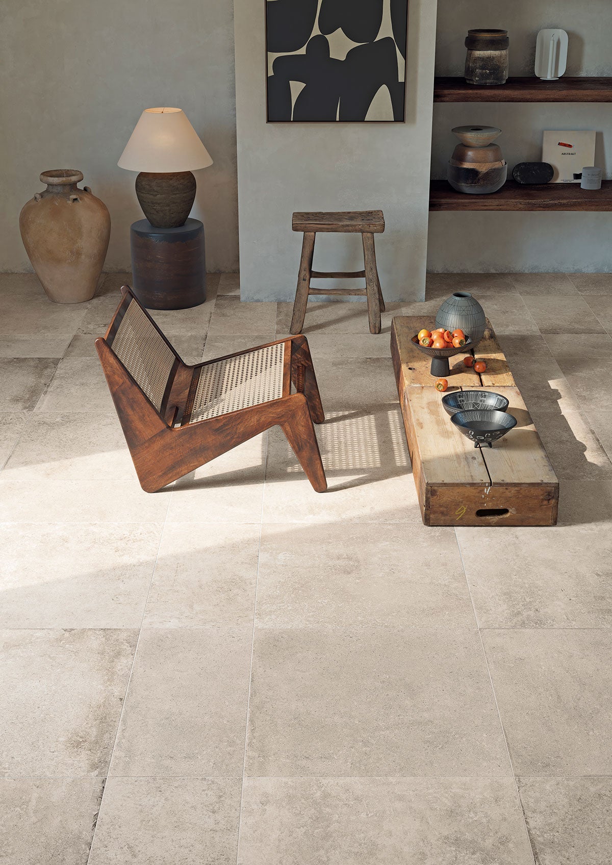 Dalle effet pierre Saint Michel Beige 2 cm 60x90 cm - mise en situation