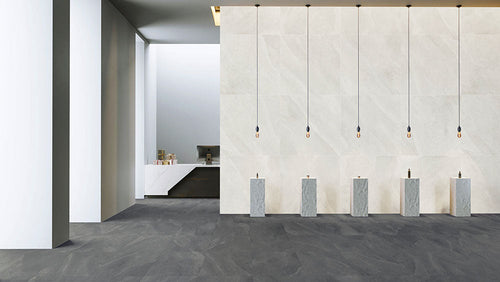 Carrelage effet pierre Slash Dark Grey 61x61 cm - mise en situation