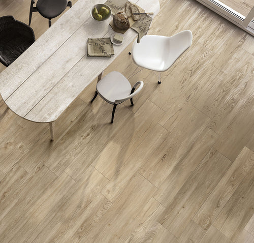 Carrelage extérieur effet bois Woodland Fjord Honning antidérapant 20,2x122,2 cm - mise en situation
